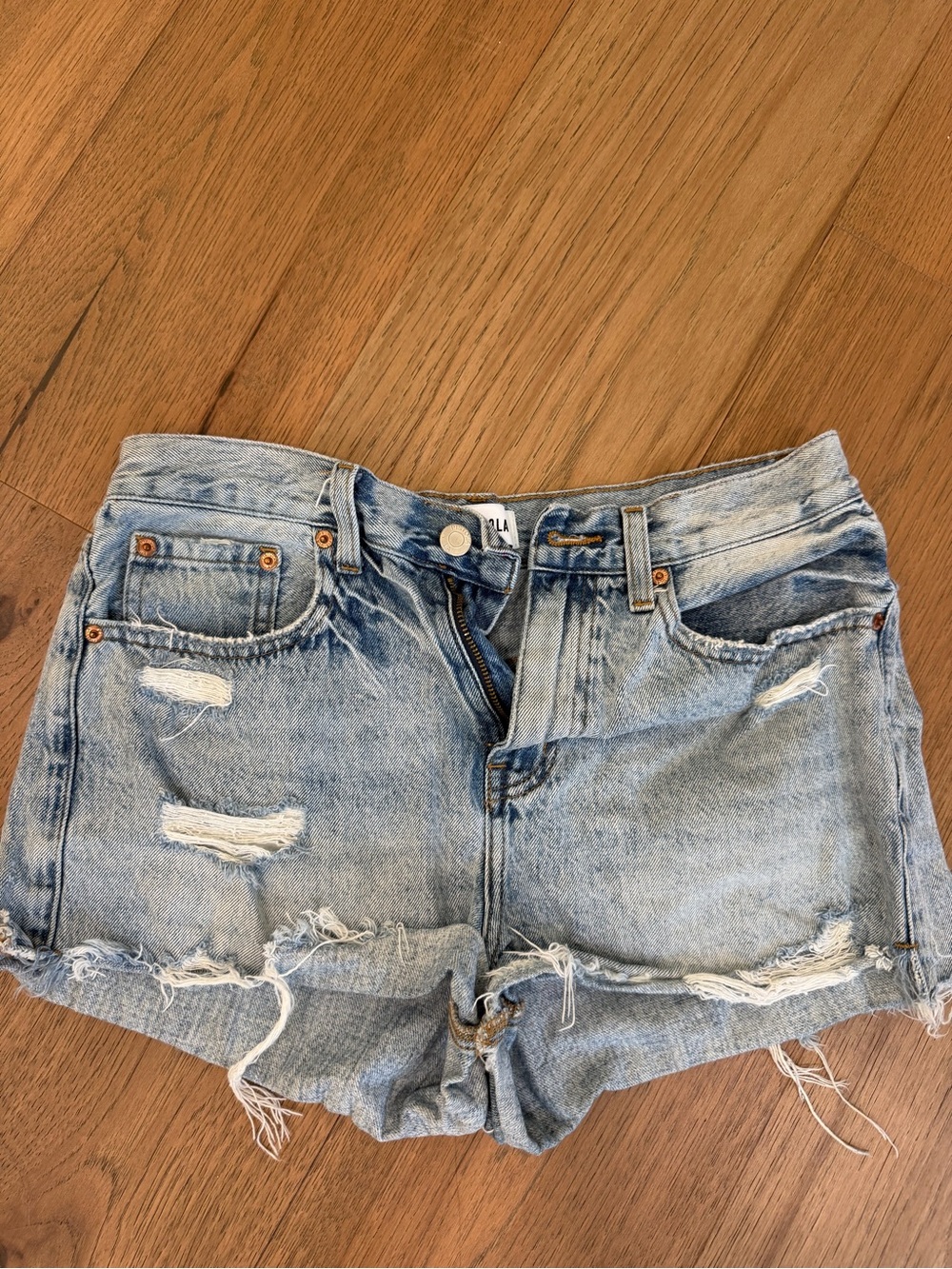 pistola Light Wash Distressed Denim Shorts